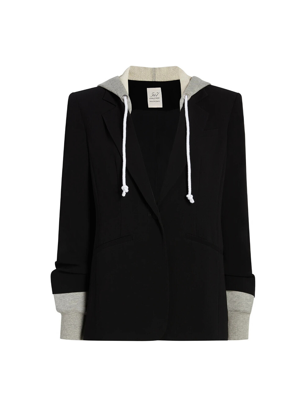 NEW, Cinq A sept Khloe Hooded Khloe Jacket in Black Heather Jacket Sz 6 #SJ2664